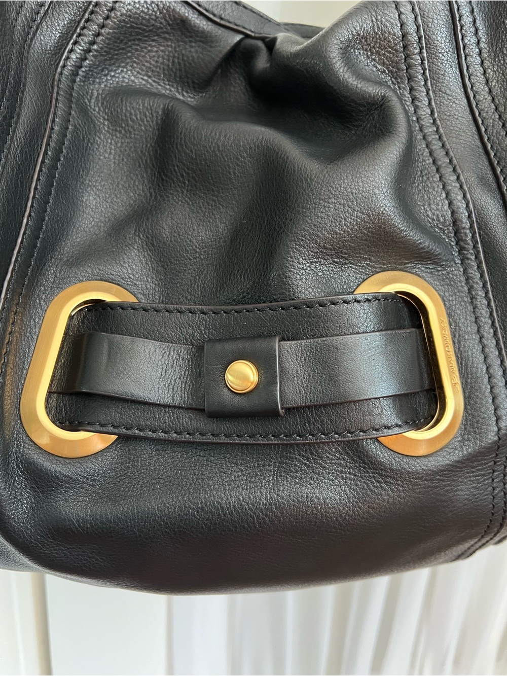 B. MAKOWSKY Vintage Y2K Black Pebbled Leather Hobo Shoulder Bag - Picture 2 of 9